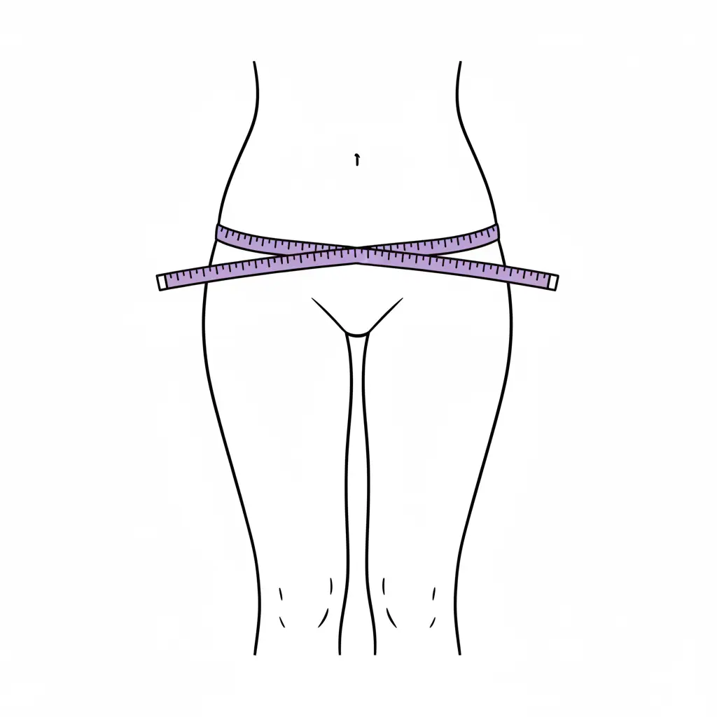 Illustration showing how to measure women's hip circumference at the widest point for the US Navy Method in a Body Fat Calculator