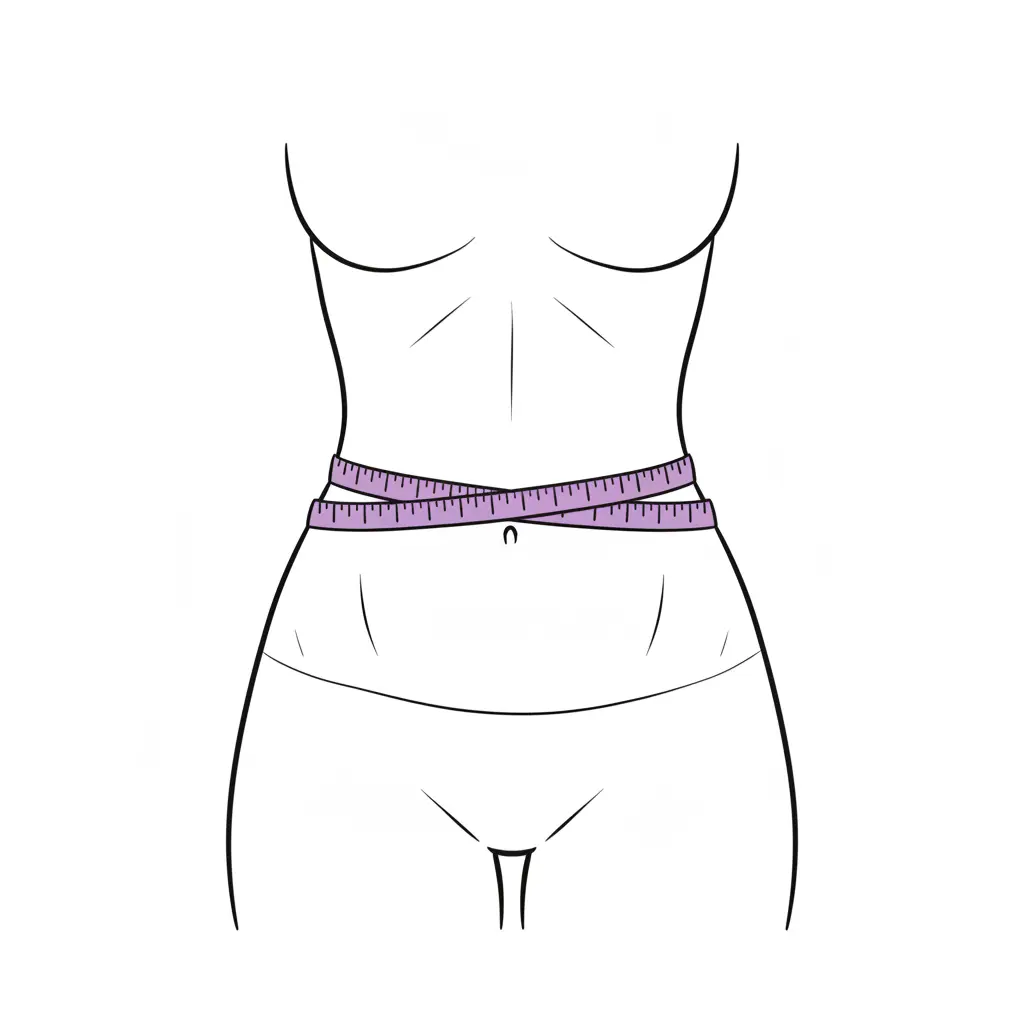 Illustration showing how to measure women's waist circumference at the narrowest point for the US Navy Method in a Body Fat Calculator