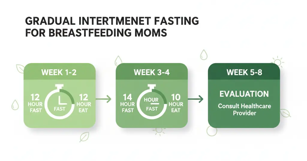 Safe gradual timeline for starting intermittent fasting while breastfeeding
